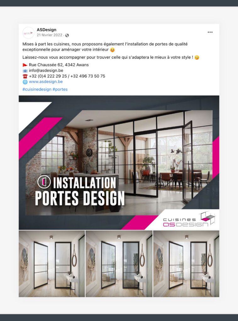 AS-Design - publication Facebook Installation Portes Design